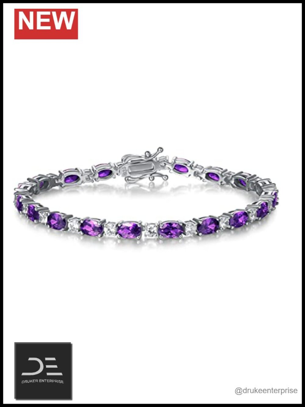 Sterling Silver 7 inch Birthstone Tennis Bracelet - February Amethyst